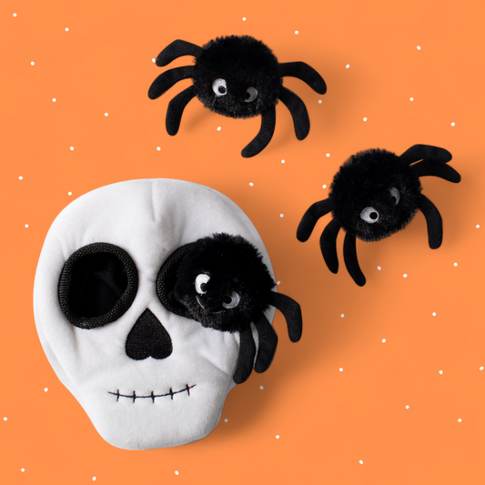 Fringe Studio - Halloween Borrow Dog Toy - Skull + 3 Spiders
