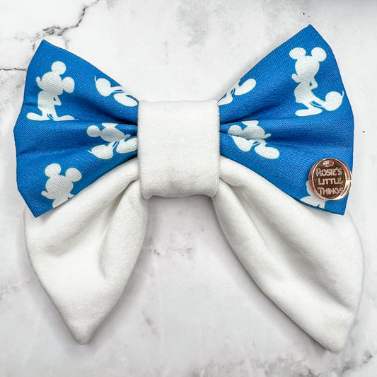 Mickey Mouse Silhouette on Blue - Sailor Bow