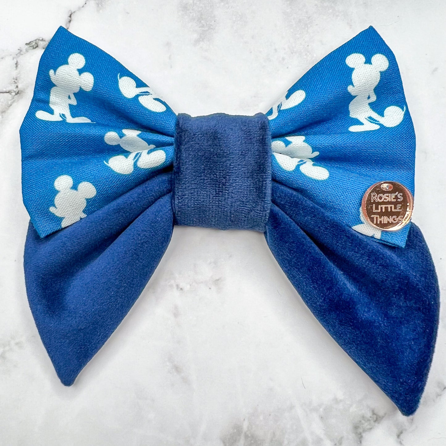 Mickey Mouse Silhouette on Blue - Sailor Bow
