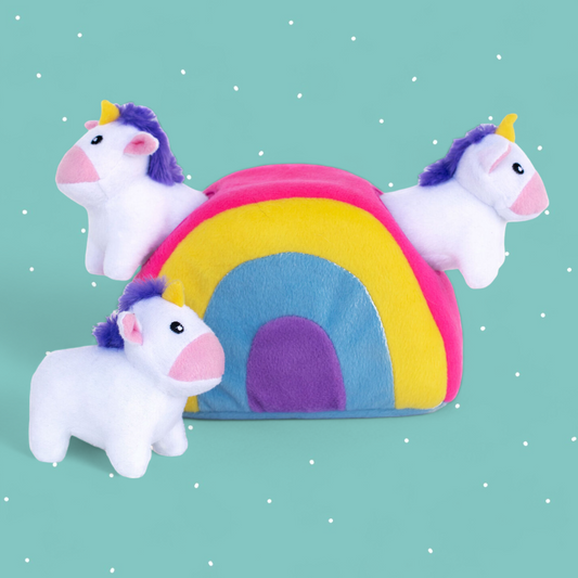 Zippy Paws - Burrow Dog Toy - Unicorns in a Rainbow