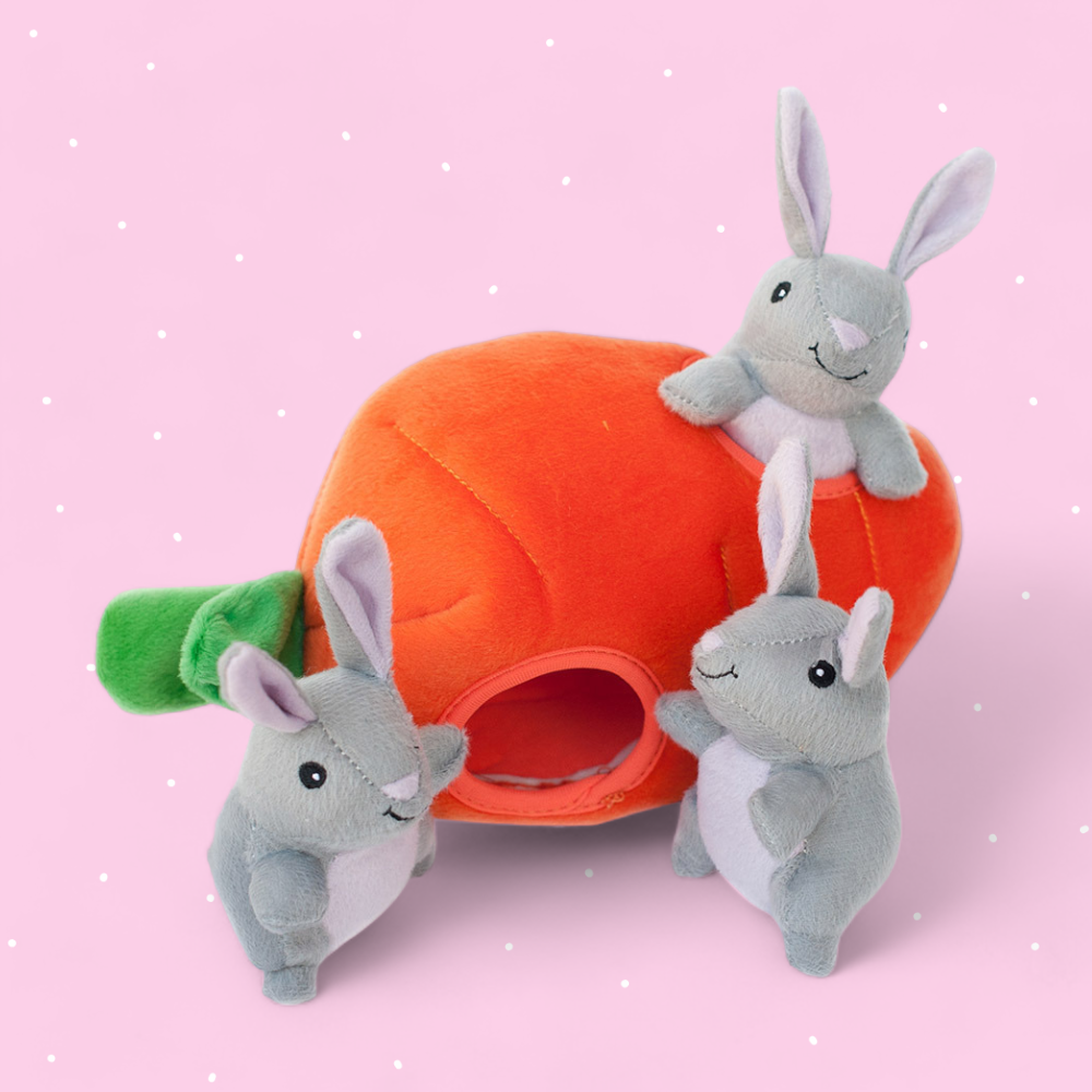 Zippy Paws - Burrow Dog Toy - Bunny 'n Carrot