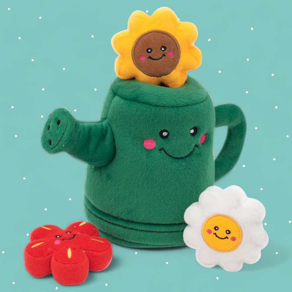 Zippy Paws - Burrow Dog Toy - Watering Can + 3 Flowers